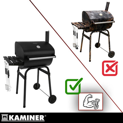 Kaminer Houtskoolbarbecue - Met Deksel en Thermometer - 82 x 51 x 117 cm - Zwart
