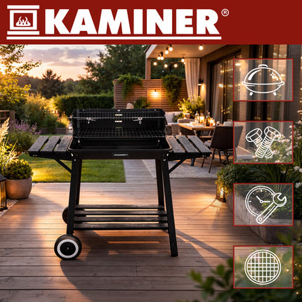 Kaminer Houtskoolbarbecue met Rotisserie - 93 x 41 x 86 cm - Zwart