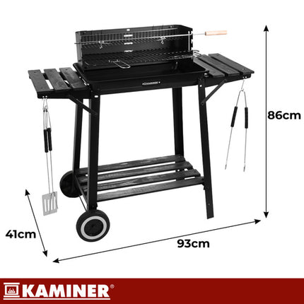 Kaminer Houtskoolbarbecue met Rotisserie - 93 x 41 x 86 cm - Zwart