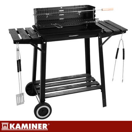 Kaminer Houtskoolbarbecue met Rotisserie - 93 x 41 x 86 cm - Zwart