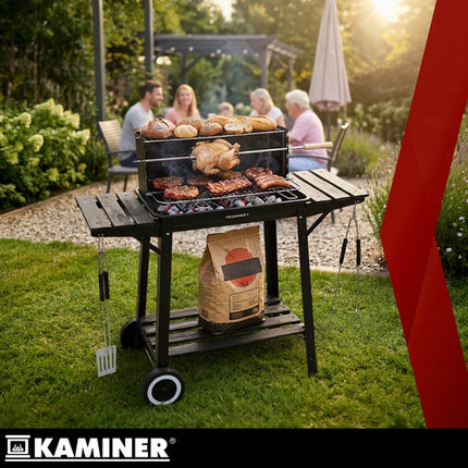 Kaminer Houtskoolbarbecue met Rotisserie - 93 x 41 x 86 cm - Zwart