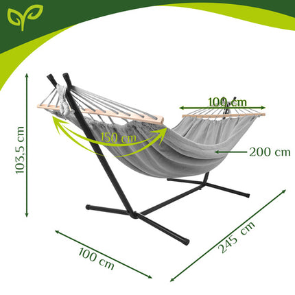 Gardlov Tuinhangmat met Standaard - 200 x 150 cm - 250 kg - Grijs