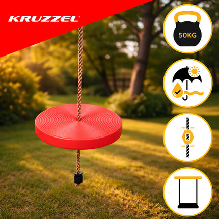 Kruzzel Ronde Schommel - Rood - Voor Binnen en Buiten