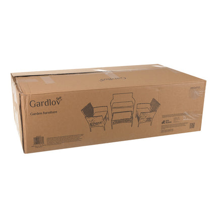 Gardlov Tuinmeubelset Grijs - Technorattan - 2 Stoelen, Bank & Tafel