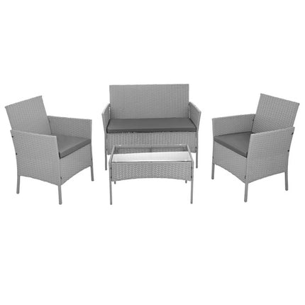 Gardlov Tuinmeubelset Grijs - Technorattan - 2 Stoelen, Bank & Tafel