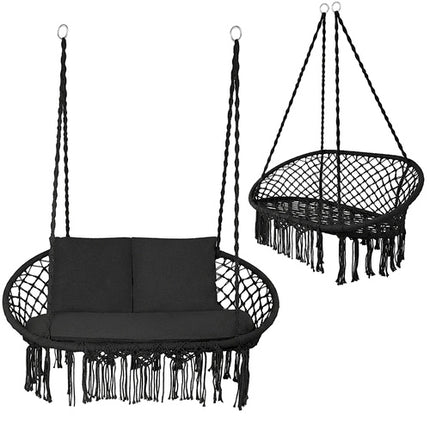 Gardlov Dubbele Schommelstoel - Zwart - 300 kg - Inclusief 3 Kussens
