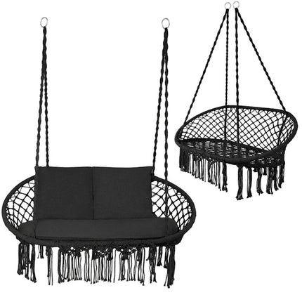 Gardlov Dubbele Schommelstoel - Zwart - 300 kg - Inclusief 3 Kussens