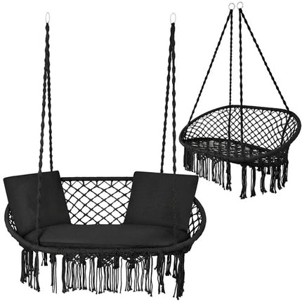 Gardlov Dubbele Schommelstoel - Zwart - 300 kg - Inclusief 3 Kussens