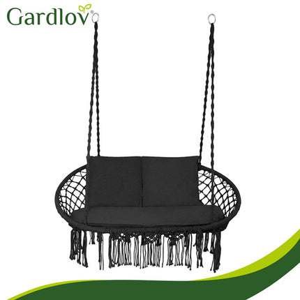 Gardlov Dubbele Schommelstoel - Zwart - 300 kg - Inclusief 3 Kussens