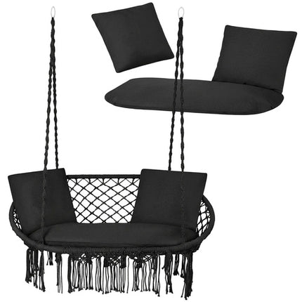 Gardlov Tuinkussenset voor Dubbele Schommel - Zwart - 3-Delig