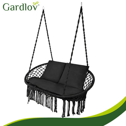 Gardlov Tuinkussenset voor Dubbele Schommel - Zwart - 3-Delig
