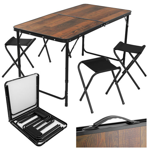 Gardlov Opvouwbare Tuinset - 120 cm - Met 4 Stoelen - Kofferontwerp