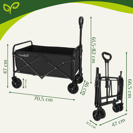 Gardlov Opvouwbare Tuinwagen - 90 Liter - 100 kg - Zwart