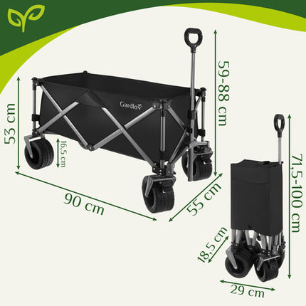 Gardlov Opvouwbare Transportwagen - 150L - 200 kg - Zwart