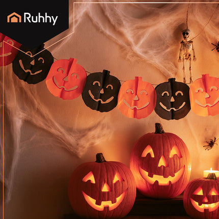Ruhhy Halloween Pompoen Slinger - 3 Meter - Papieren Decoratie