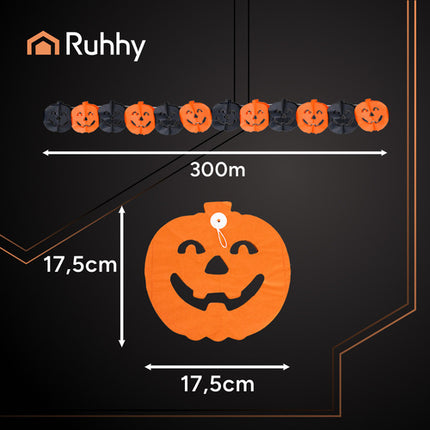 Ruhhy Halloween Pompoen Slinger - 3 Meter - Papieren Decoratie