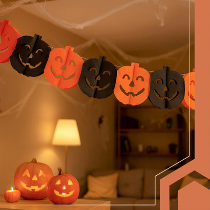 Ruhhy Halloween Pompoen Slinger - 3 Meter - Papieren Decoratie