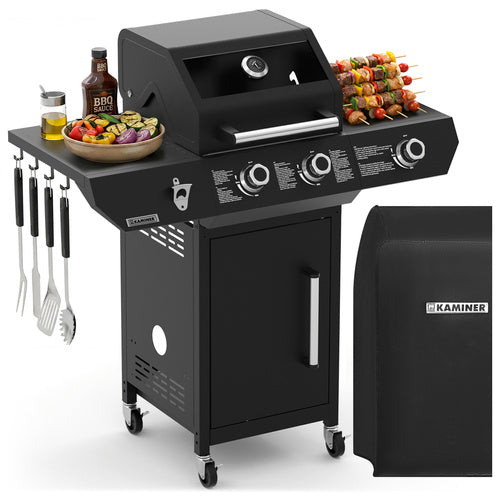 Kaminer Varen 3.0 Black Gasbarbecue - 2+1 Branders - 10 kW