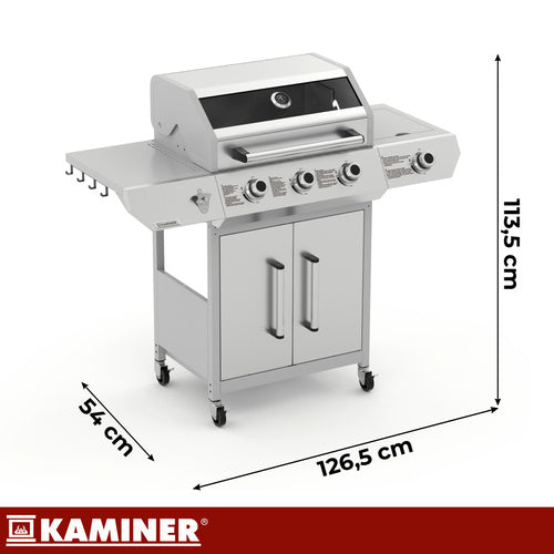 Kaminer Varen 4.0 Gasbarbecue - 3+1 Branders - 13.5 kW - RVS