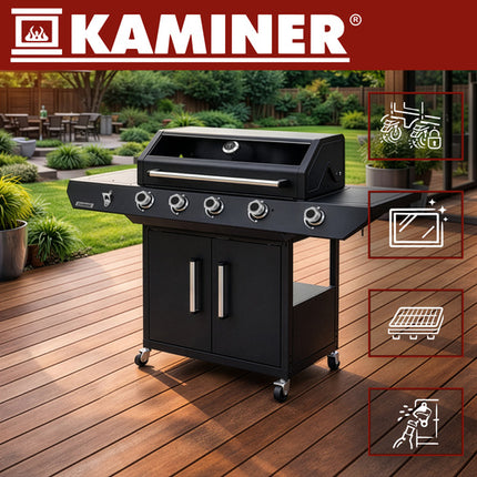 Kaminer Varen 5.0 Black Gasbarbecue - 4+1 Branders - 17 kW