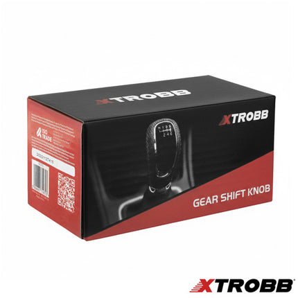 Xtrobb Universele Pookknop - Leer - 5/6 Versnellingen - Zwart/Rood