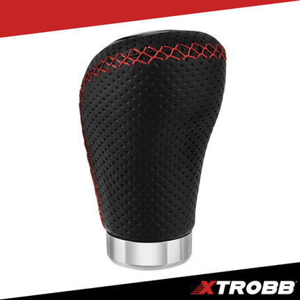 Xtrobb Universele Pookknop - Leer - 5/6 Versnellingen - Zwart/Rood