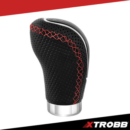Xtrobb Universele Pookknop - Leer - 5/6 Versnellingen - Zwart/Rood