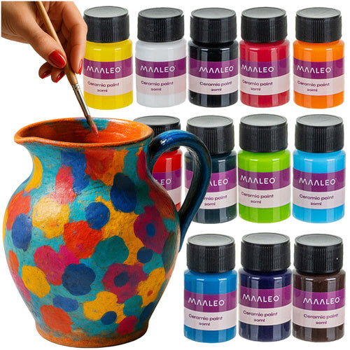 Maaleo Glas- en Keramiekverf Set - 12 Kleuren - Voor Porselein en Glas