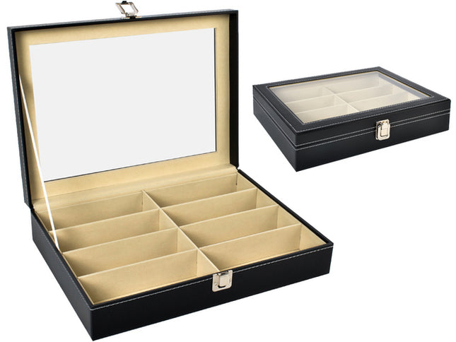 Soulima Brillen Organizer - 8 Vakken - Met Displayvenster - Zwart