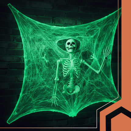 Ruhhy Glow-in-the-Dark Spinnenweb - Halloween Decoratie - 20 Spinnen