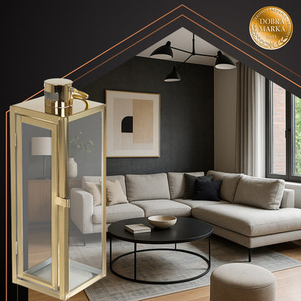 Ruhhy Gouden Lantaarn Set - 3-delig - 38, 49 & 63 cm - Glas & RVS