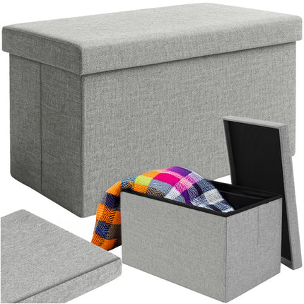 Ruhhy Opvouwbare Poef - 60 x 30 x 30 cm - 54 Liter - Grijs - Met Opbergruimte