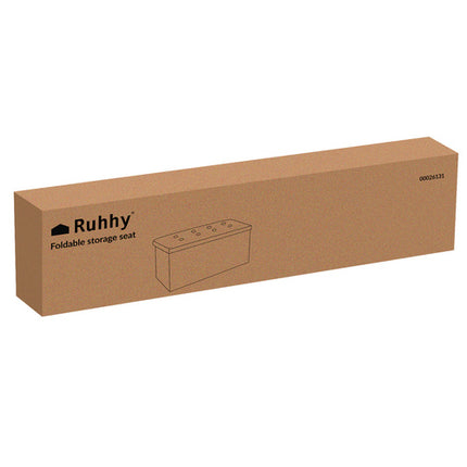 Ruhhy Opvouwbare Poef - 76 x 38 x 38 cm - 110 Liter - Grijs - Met Opbergruimte