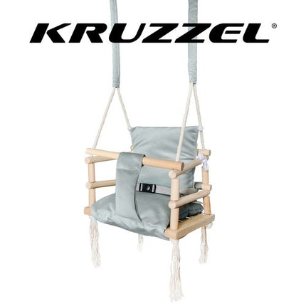 Kruzzel Kinderschommel - Luxe Grijze Houten Schommel - Cleanaboo Materiaal - 25 kg