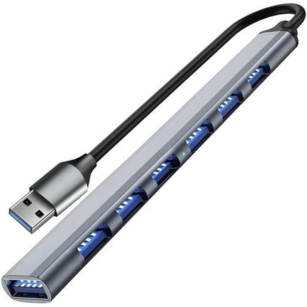 Izoxis 24374 USB Hub - 7-Poorts Splitter - 1x USB 3.2 & 6x USB 2.0 - Aluminium