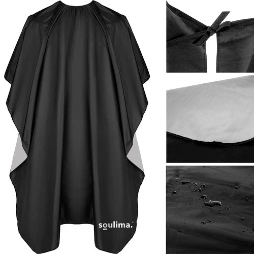 Soulima Kapperscape - 140 x 100 cm - Waterafstotend - Zwart/Zilver