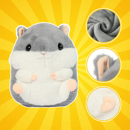Kruzzel 3-in-1 Hamster - Knuffel, Kussen en Deken - 105 x 200 cm - Grijs/Wit