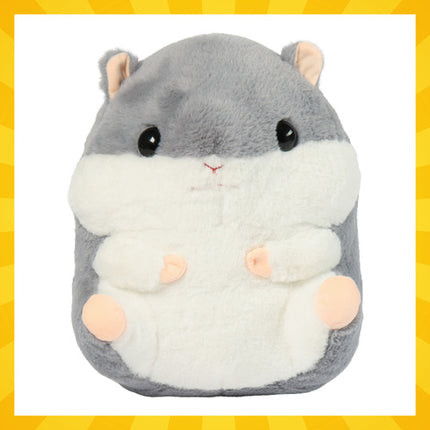 Kruzzel 3-in-1 Hamster - Knuffel, Kussen en Deken - 105 x 200 cm - Grijs/Wit
