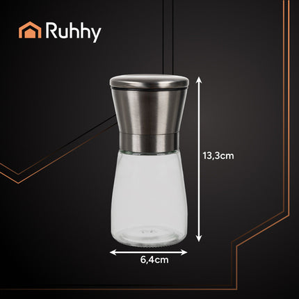 Ruhhy 25459 Handmatige Peper- en Zoutmolen Set - Glas - 2 Stuks