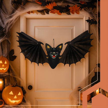 Ruhhy Hangende Vleermuis - 60 cm - Halloween Decoratie - Zwart