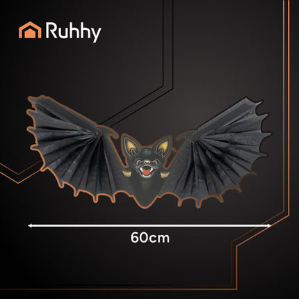 Ruhhy Hangende Vleermuis - 60 cm - Halloween Decoratie - Zwart