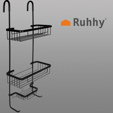 Ruhhy Hangende Doucheplank - 3 Niveaus - Zwart - Voor Douchecabine