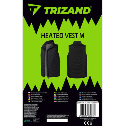 Trizand Verwarmd Vest - Maat M - USB - 9 Zônes - Zwart