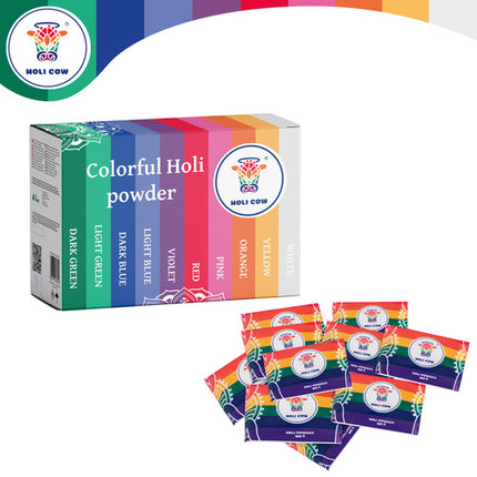 Holi Cow Holi Poeder Set - 10 x 100g - 10 Kleuren - Festival Fun
