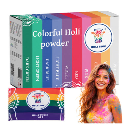 Holi Cow Holi Poeder Set - 10 x 100g - 10 Kleuren - Festival Fun