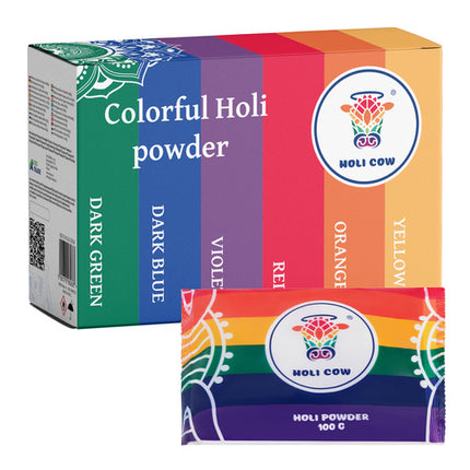 Holi Cow Kleurenpoeder Set - 6 x 100g - Holi Festival Poeder