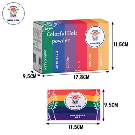 Holi Cow Kleurenpoeder Set - 6 x 100g - Holi Festival Poeder
