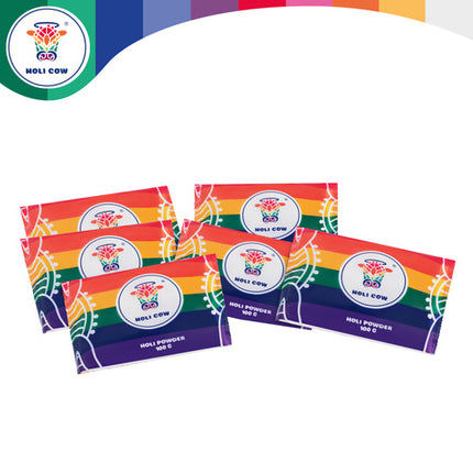 Holi Cow Kleurenpoeder Set - 6 x 100g - Holi Festival Poeder