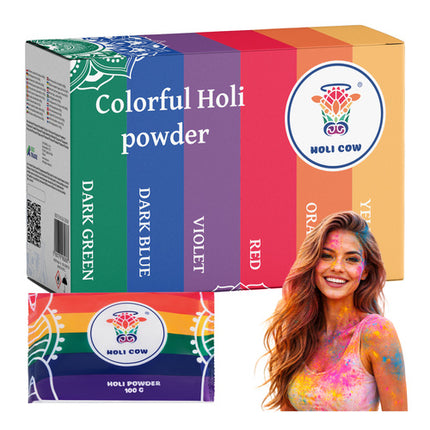 Holi Cow Kleurenpoeder Set - 6 x 100g - Holi Festival Poeder