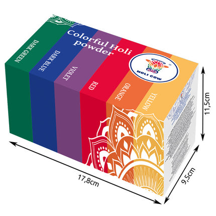 Holi Cow Kleurenpoeder Set - 6 x 100g - 6 Levendige Kleuren